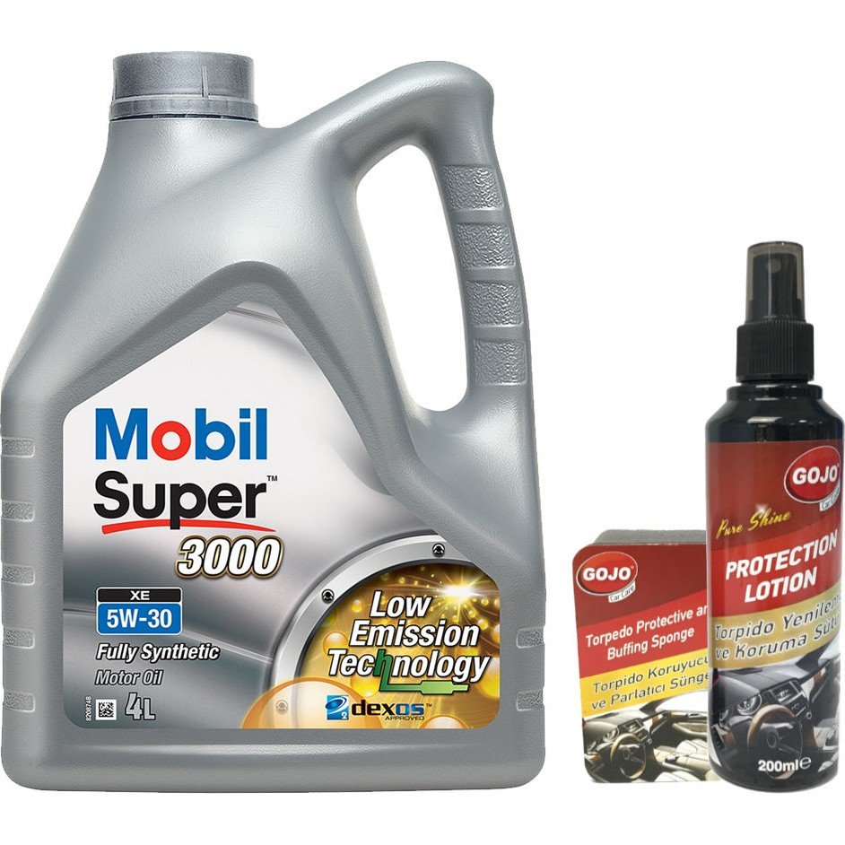 10698846994482.jpg Mobil Super 3000 Xe 5W30 Motor Yağı 4 lt ( Üretim Yılı: 2023 ) + Gojo Torpido Bakım Seti - Görsel 1