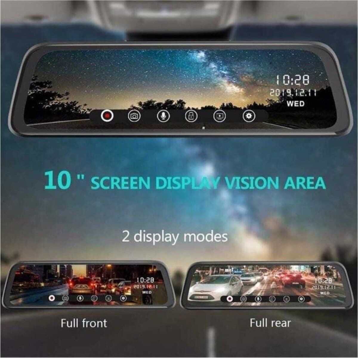 110000245176442.jpg Wevolt MB-500 10" 2,5d Class Dokunmantik Hıgh Tech Ekran Araç Içi Çift Kamera Gece Görüşlü. Araç Kamera. - Görsel 4