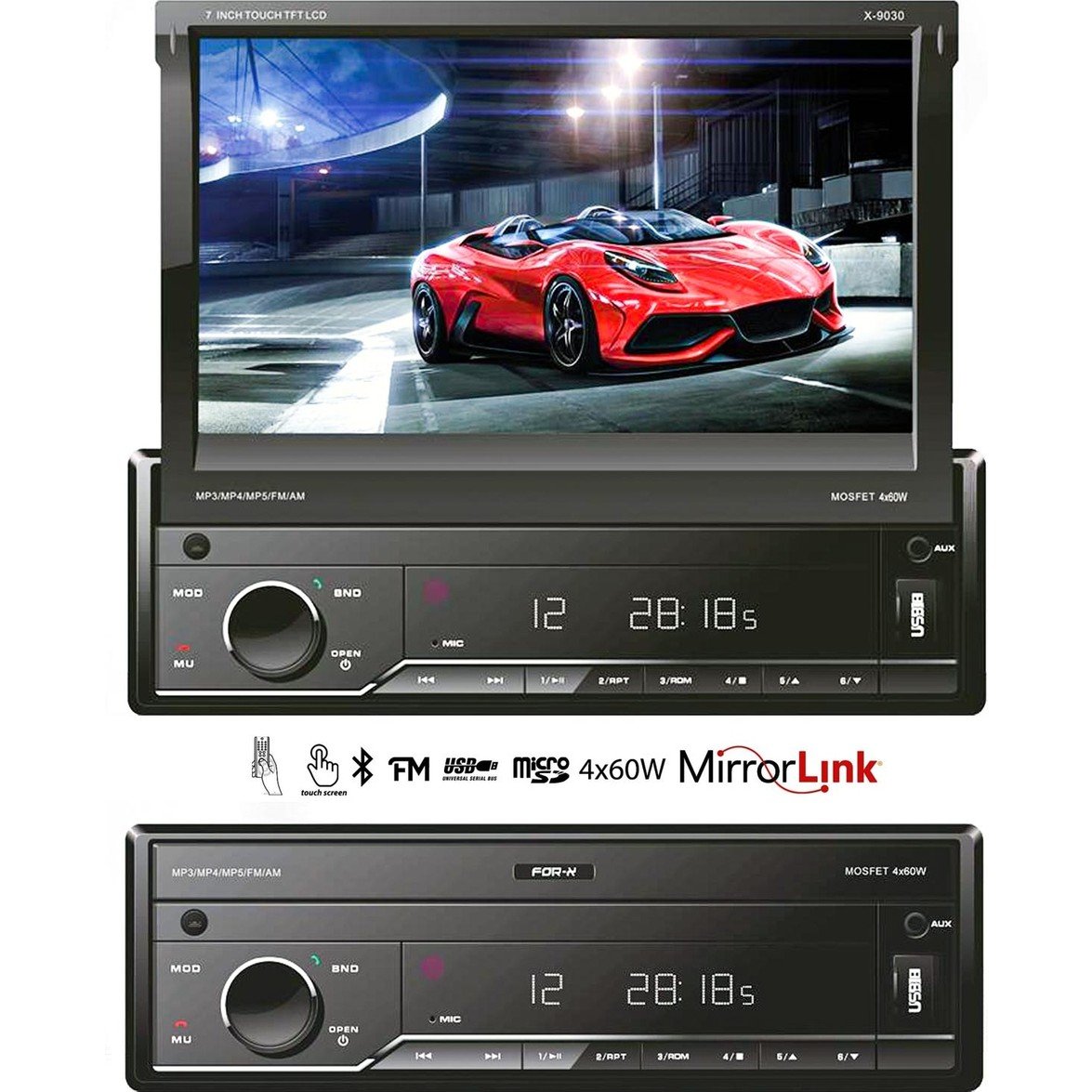 110000297302348.jpg For-x Oto Teyp Indash 7 4X60W Mirrorlink Bt/usb/sd/fm/aux Kameralı For-X X-9030 - Görsel 3