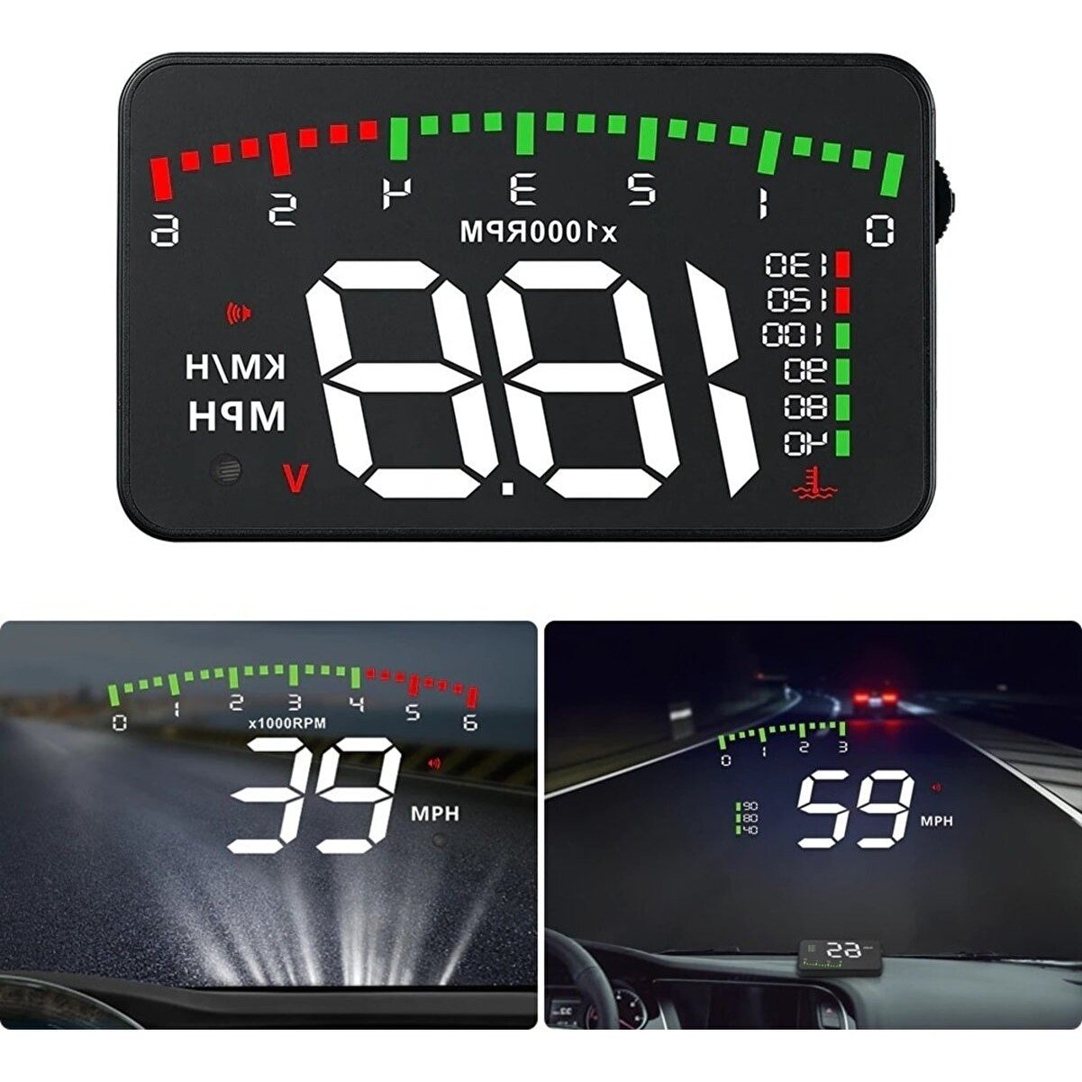 110000352756693.jpg Duhalıne Peugeot 301 Araba Uyumlu Dijital Hararet Su Sıcaklık- Hız -Motor Devri Göstergesi Ekranı Hud Obd - Görsel 1