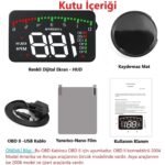 Duhalıne Peugeot 301 Araba Uyumlu Dijital Hararet Su Sıcaklık- Hız -Motor Devri Göstergesi Ekranı Hud Obd - Görsel 4