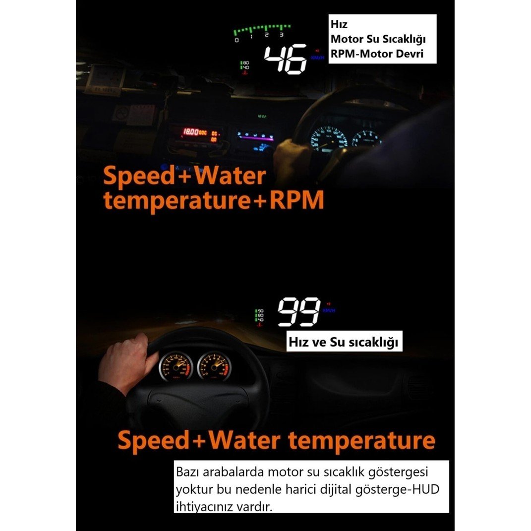 110000352757252.jpg Duhalıne Renault Hararet Su Sıcaklık Motor Rpm Saati Göstergesi Olmayan Arabalar Için Dijital Gösterge Ekranı - Görsel 4