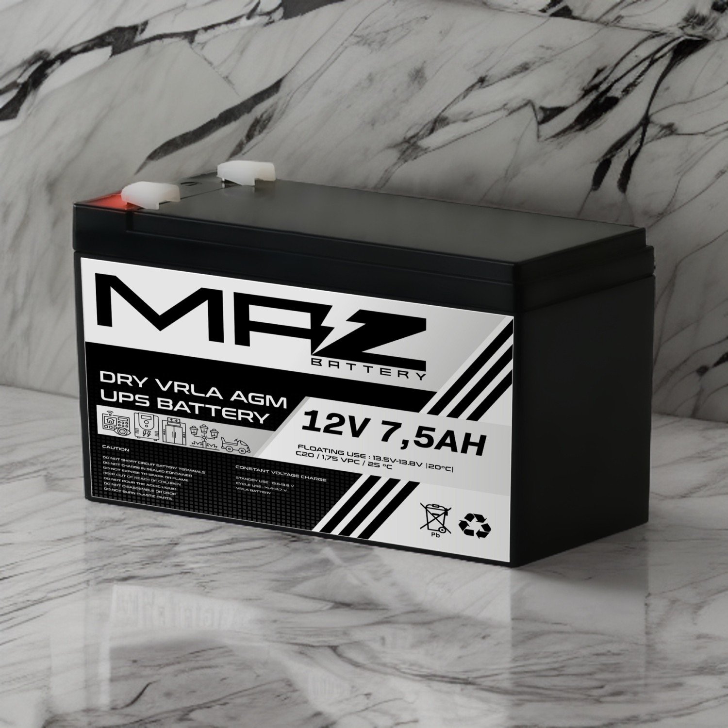 110000483478341-1.jpg Maz Akü 12 Volt 7.5 Amper (Ah) Kuru AGM VRLA Akü (Yeni Üretim) - Görsel 3