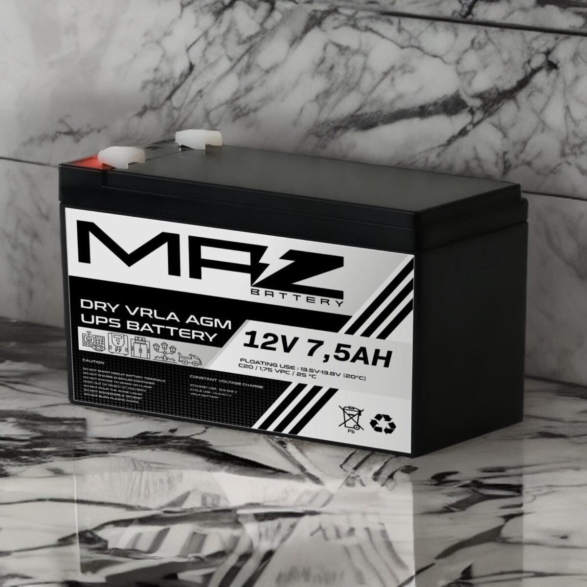 Maz Akü 12 Volt 7.5 Amper (Ah) Kuru AGM VRLA Akü (Yeni Üretim) - Görsel 4