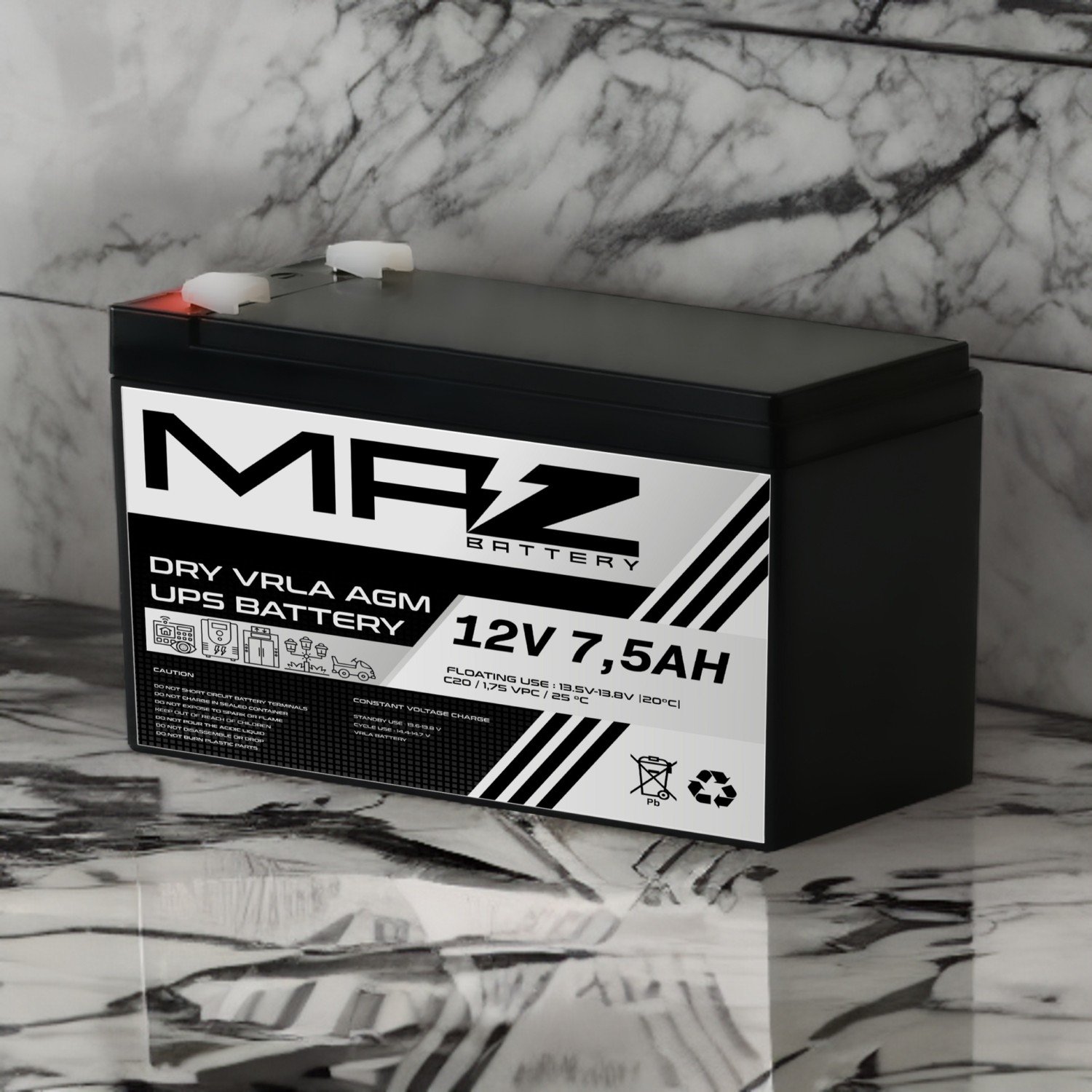 110000483478342-1.jpg Maz Akü 12 Volt 7.5 Amper (Ah) Kuru AGM VRLA Akü (Yeni Üretim) - Görsel 4