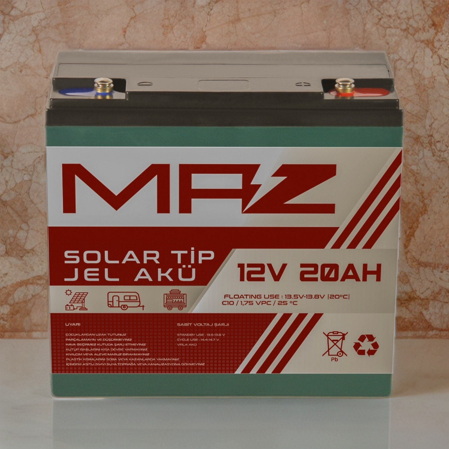 110000486723195-2.jpg Maz Akü 12 Volt 20 Amper (Ah) Solar Jel Akü (Güneş Paneli Akü) - Görsel 2