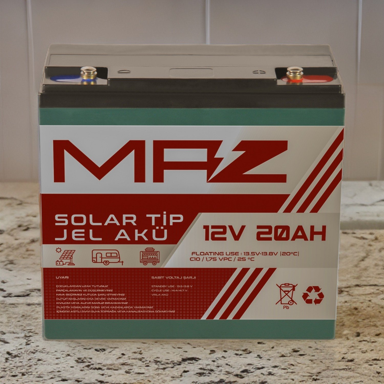 110000486723196-2.jpg Maz Akü 12 Volt 20 Amper (Ah) Solar Jel Akü (Güneş Paneli Akü) - Görsel 3