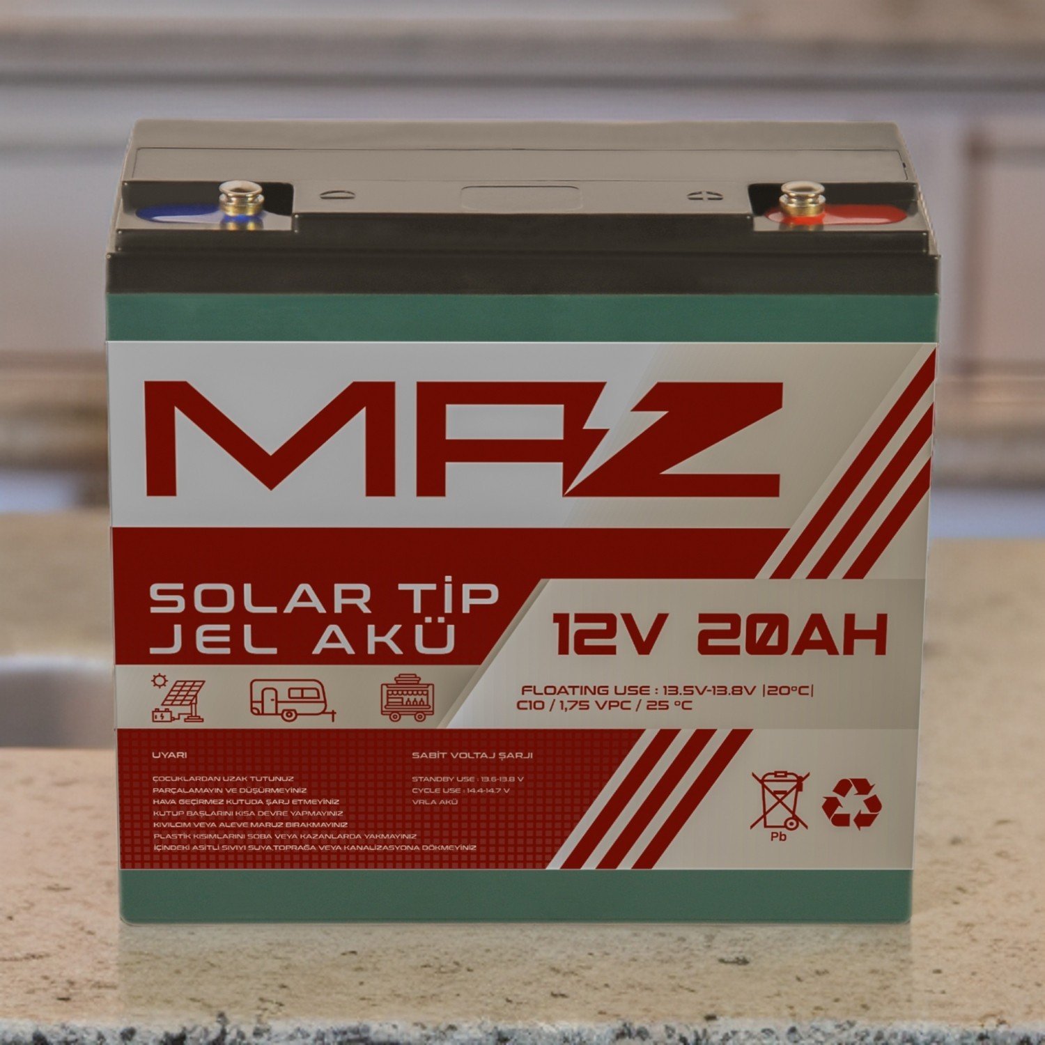 110000486723198-2.jpg Maz Akü 12 Volt 20 Amper (Ah) Solar Jel Akü (Güneş Paneli Akü) - Görsel 5