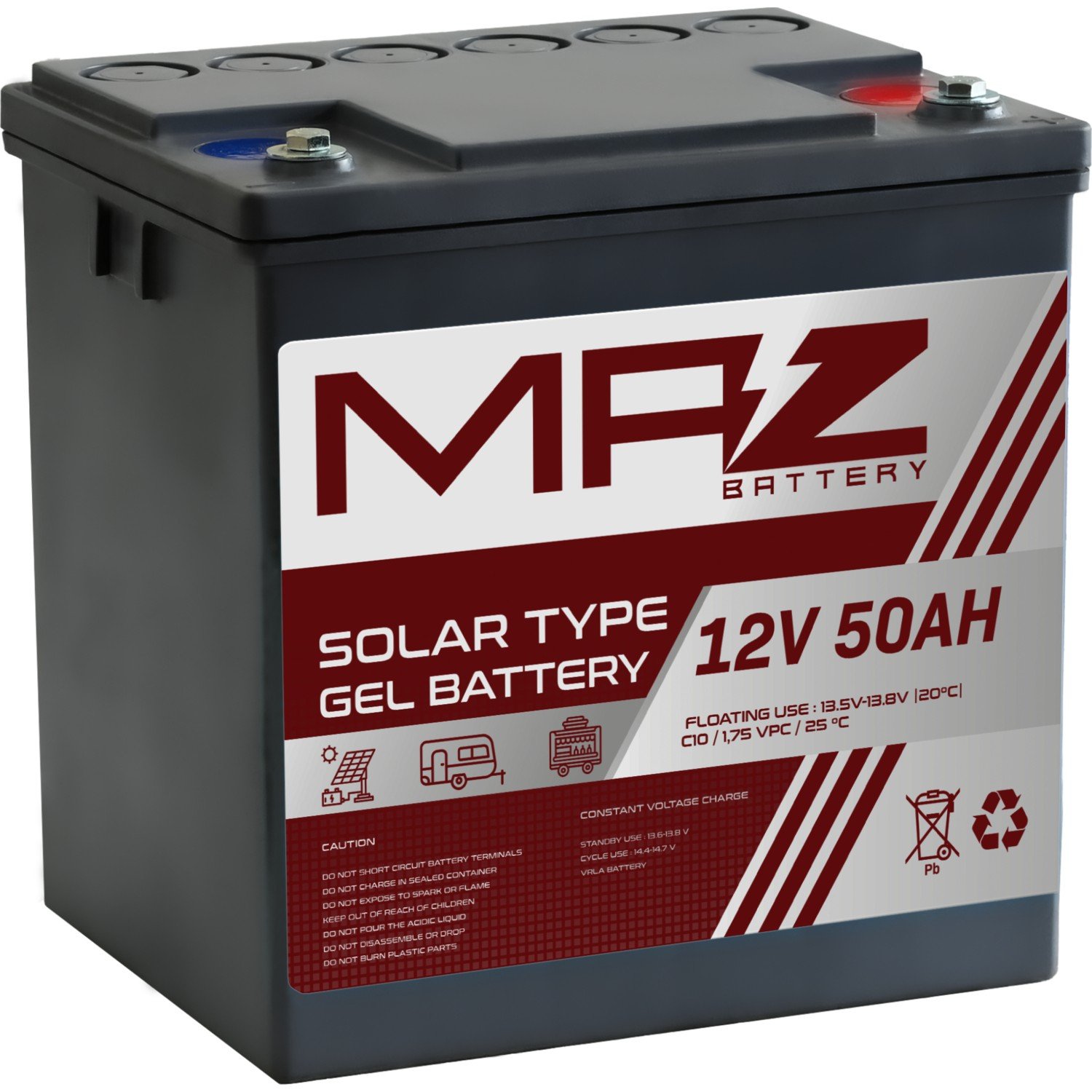 110000486839341-2.jpg Maz Akü 12 Volt 50 Amper Solar Jel Akü 12V 50AH (Yeni Üretim) - Görsel 1