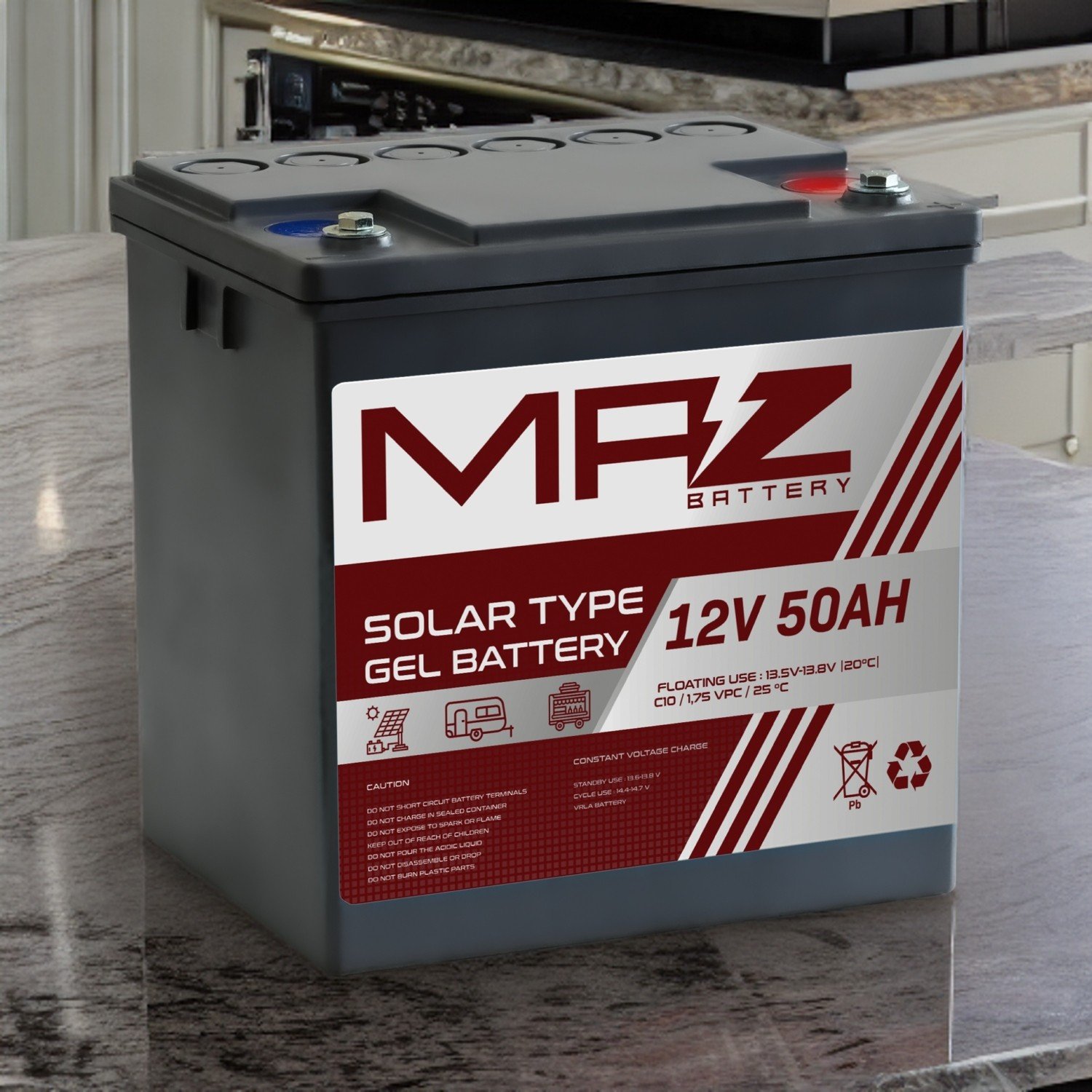110000486839342-2.jpg Maz Akü 12 Volt 50 Amper Solar Jel Akü 12V 50AH (Yeni Üretim) - Görsel 2