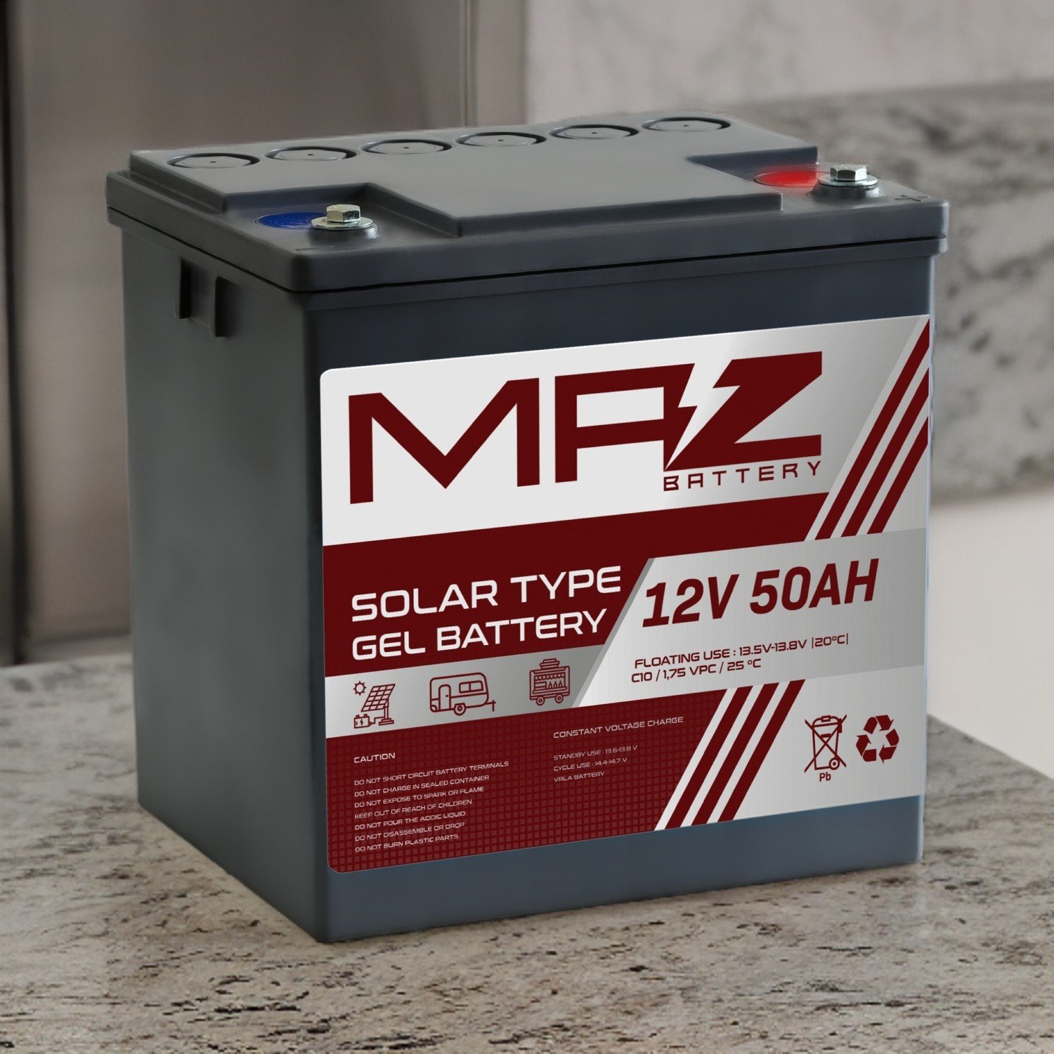 110000486839343-2.jpg Maz Akü 12 Volt 50 Amper Solar Jel Akü 12V 50AH (Yeni Üretim) - Görsel 3