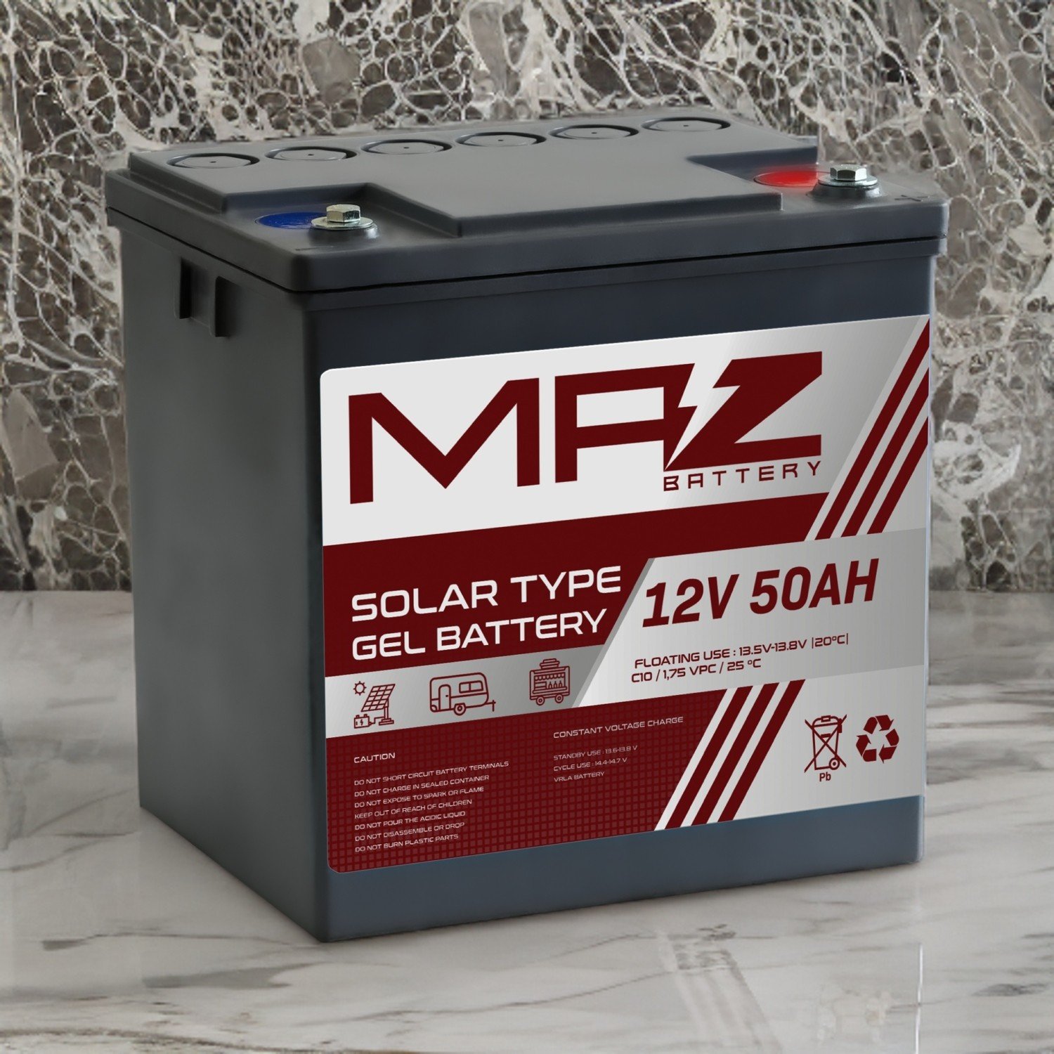 110000486839344-2.jpg Maz Akü 12 Volt 50 Amper Solar Jel Akü 12V 50AH (Yeni Üretim) - Görsel 4