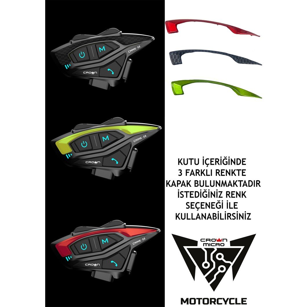 110000494141350.jpg Crown Micro 8 Kişilik intercom Motosiklet Kask Bluetooth Interkom Seti Cmmk-08 - Görsel 4