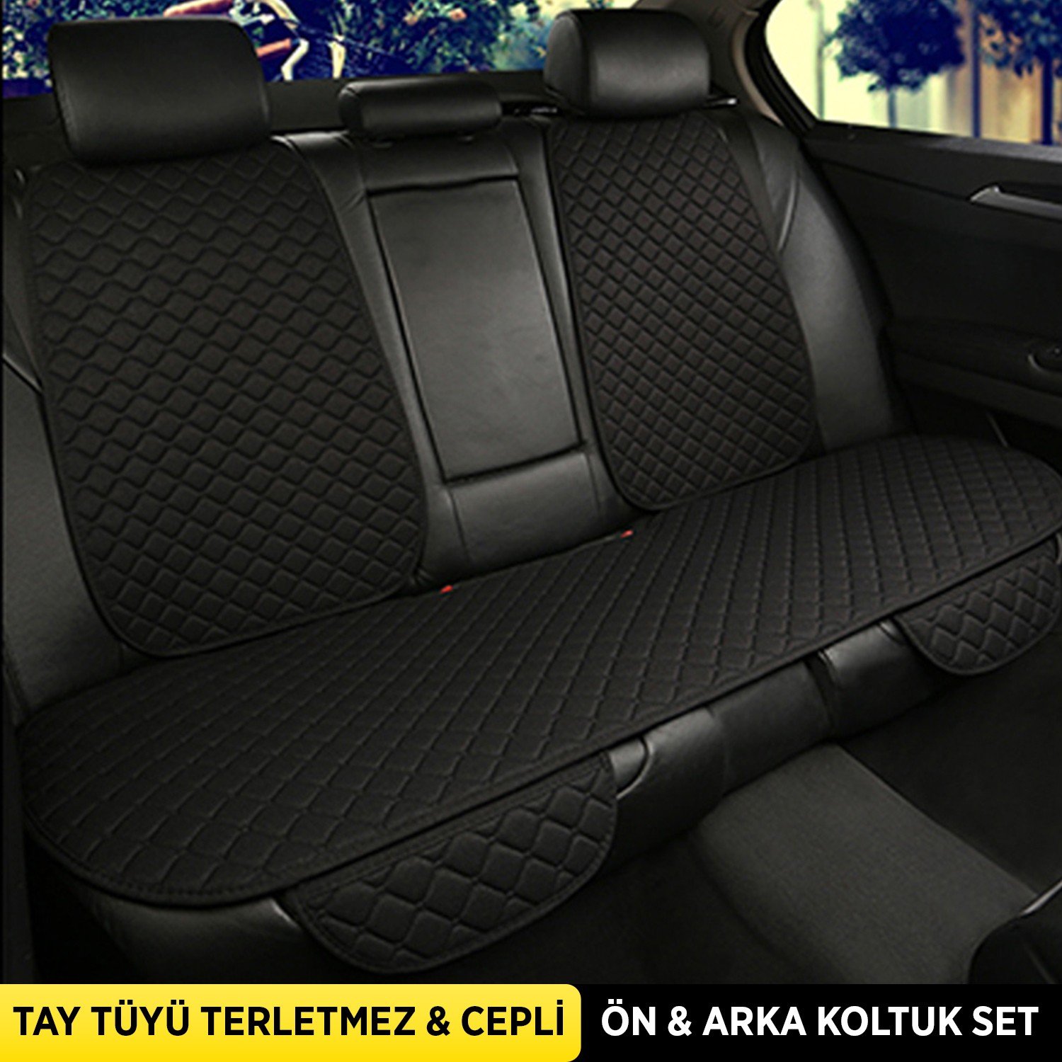 110000498255441.jpg Torpedo Tay Tüyü Cepli & Terletmez Sırtlı Oto Koltuk Minder Seti - Koltuk Koruma Kılıfı - Ön ve Arka Koltuk Minder Set - Görsel 2