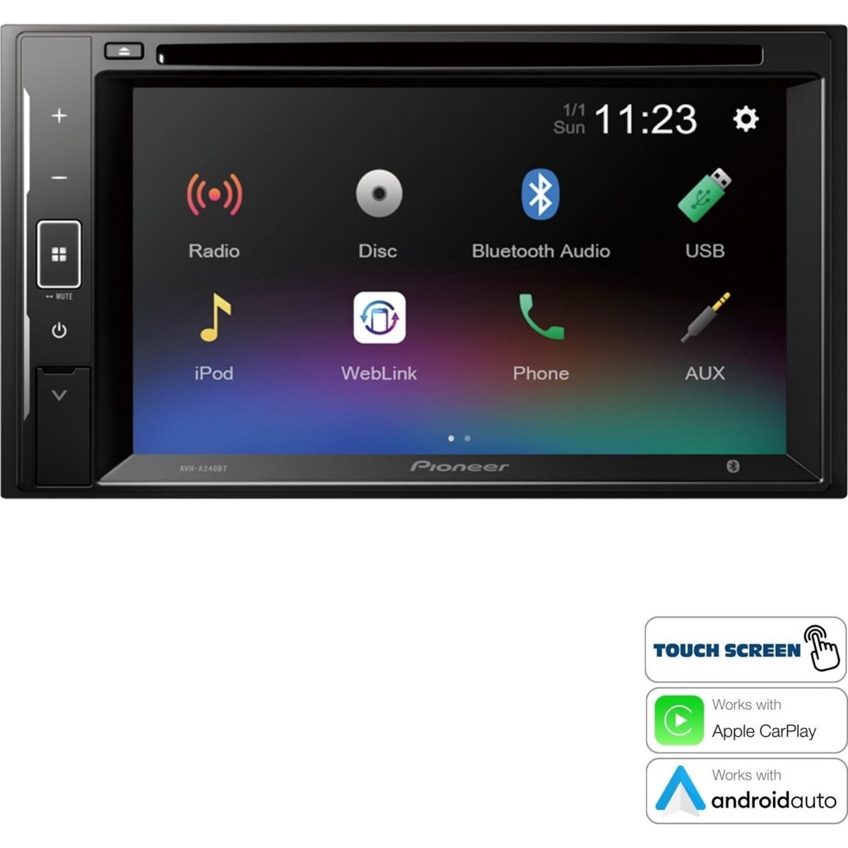 Pioneer Double Teyp 6.2 4X50W Carplay Bt/dvd/usb/fm/aux Pıoneer AVH-A240BT - Görsel 1