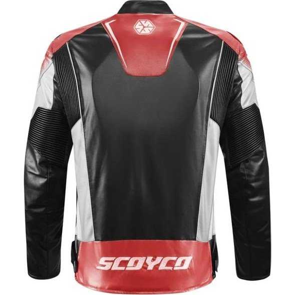 110000546395352.jpg Motosiklet Montu 4 Mevsim Deri ve Maxdura Kumaş Racing Mont Pu Leather Black-Red - Görsel 2