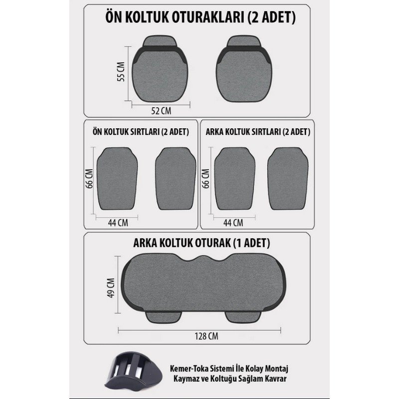 110000567659691.jpg Ecarteks  Ergonomik Terletmez 7 Parça Tam Set Seti Kumaş - Görsel 4