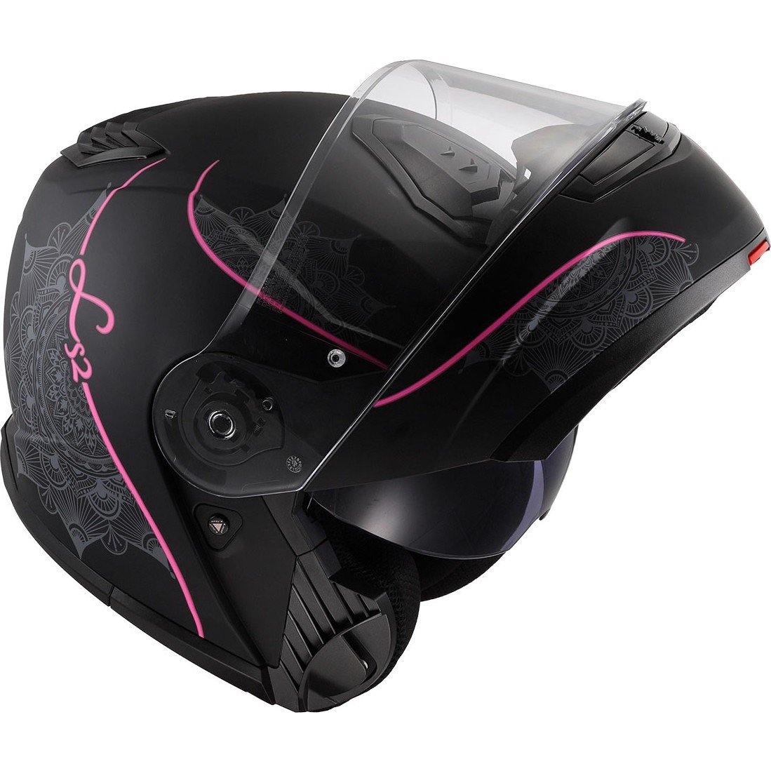 110000581239772.jpg Ls2 Strobe 2 Lux Mat Siyah-Pembe Kask - Görsel 2
