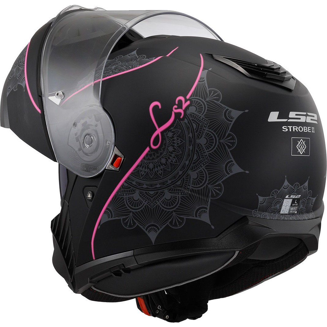 110000581239774.jpg Ls2 Strobe 2 Lux Mat Siyah-Pembe Kask - Görsel 4