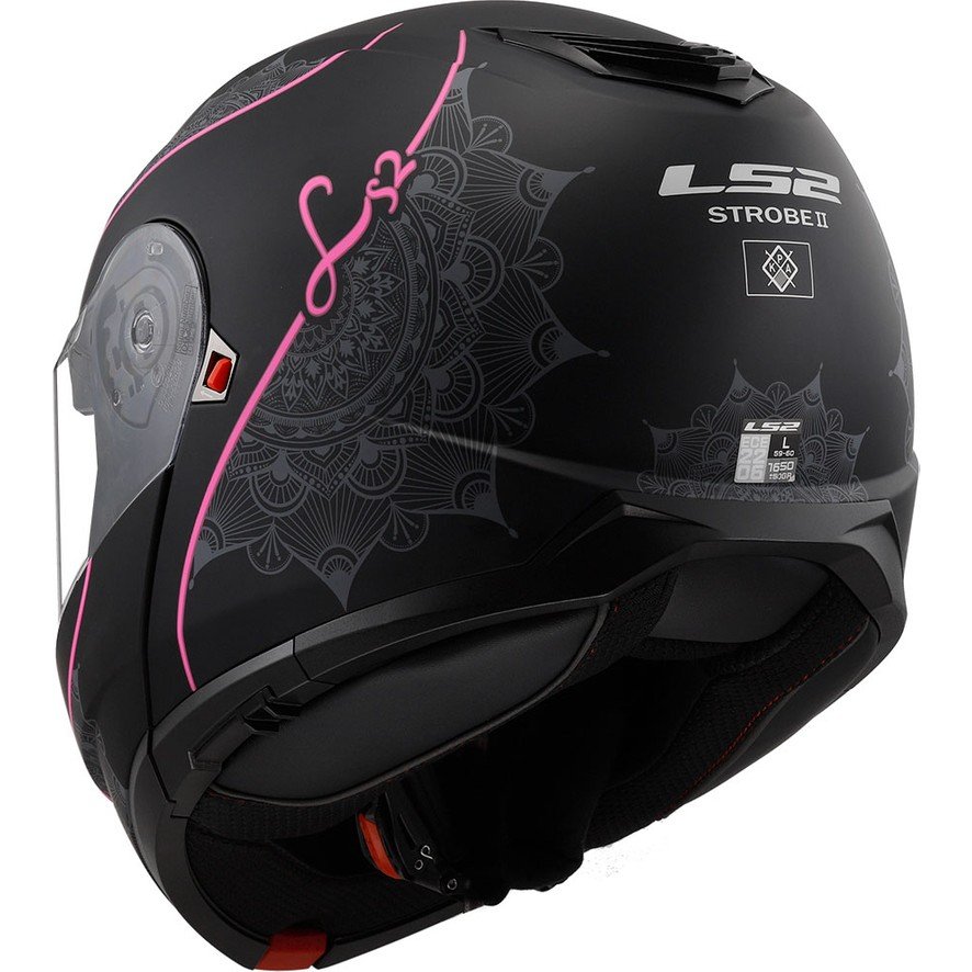 110000581239775.jpg Ls2 Strobe 2 Lux Mat Siyah-Pembe Kask - Görsel 5