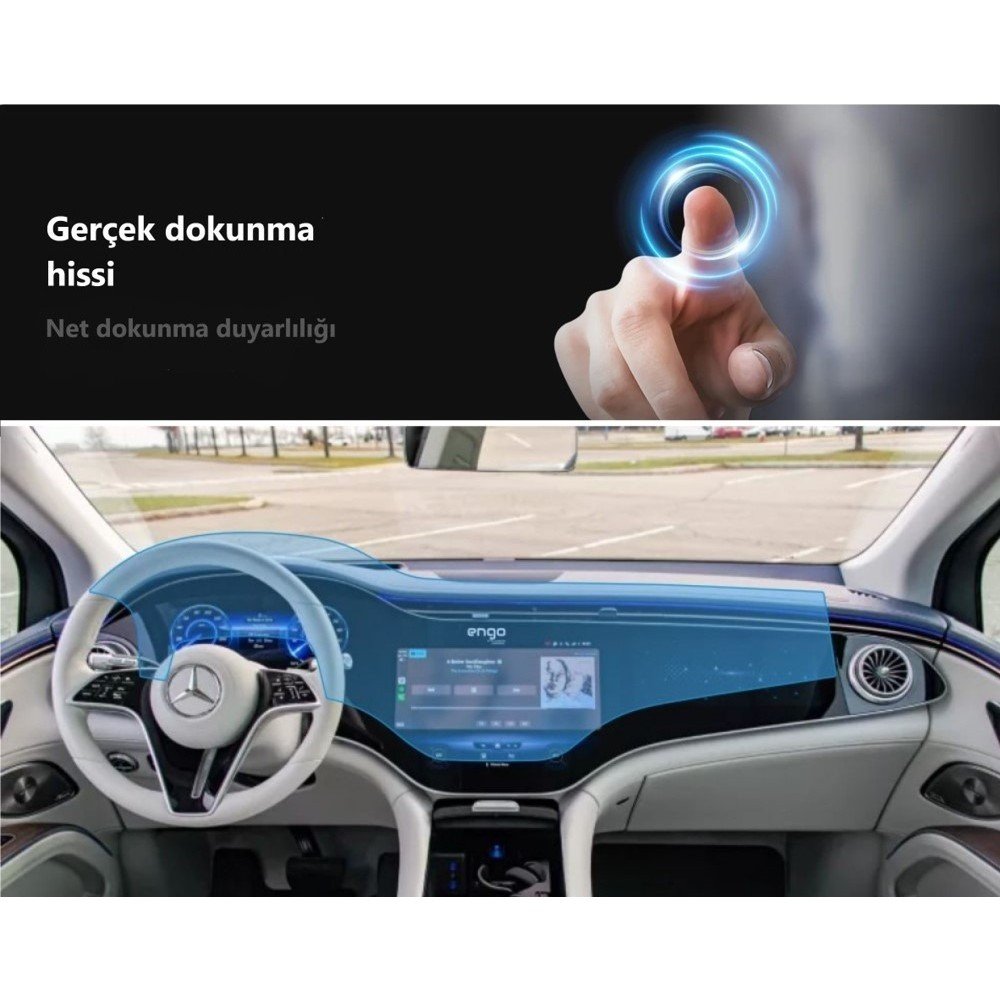 110000597844136.jpg Engo Mercedes Eqs 500 Ekran Koruıyucu Şeffaf Nano Tam Kaplama Şeffaf - Görsel 3
