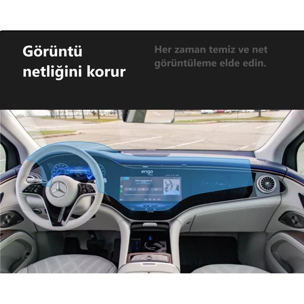 110000597844137.jpg Engo Mercedes Eqs 500 Ekran Koruıyucu Şeffaf Nano Tam Kaplama Şeffaf - Görsel 4