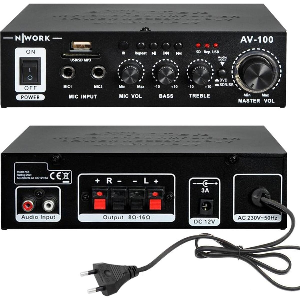 Wsell Mall Anfi 100W Bluetooth Usb/sd/mp3 12V/220V Nwork AV-100 - Görsel 1