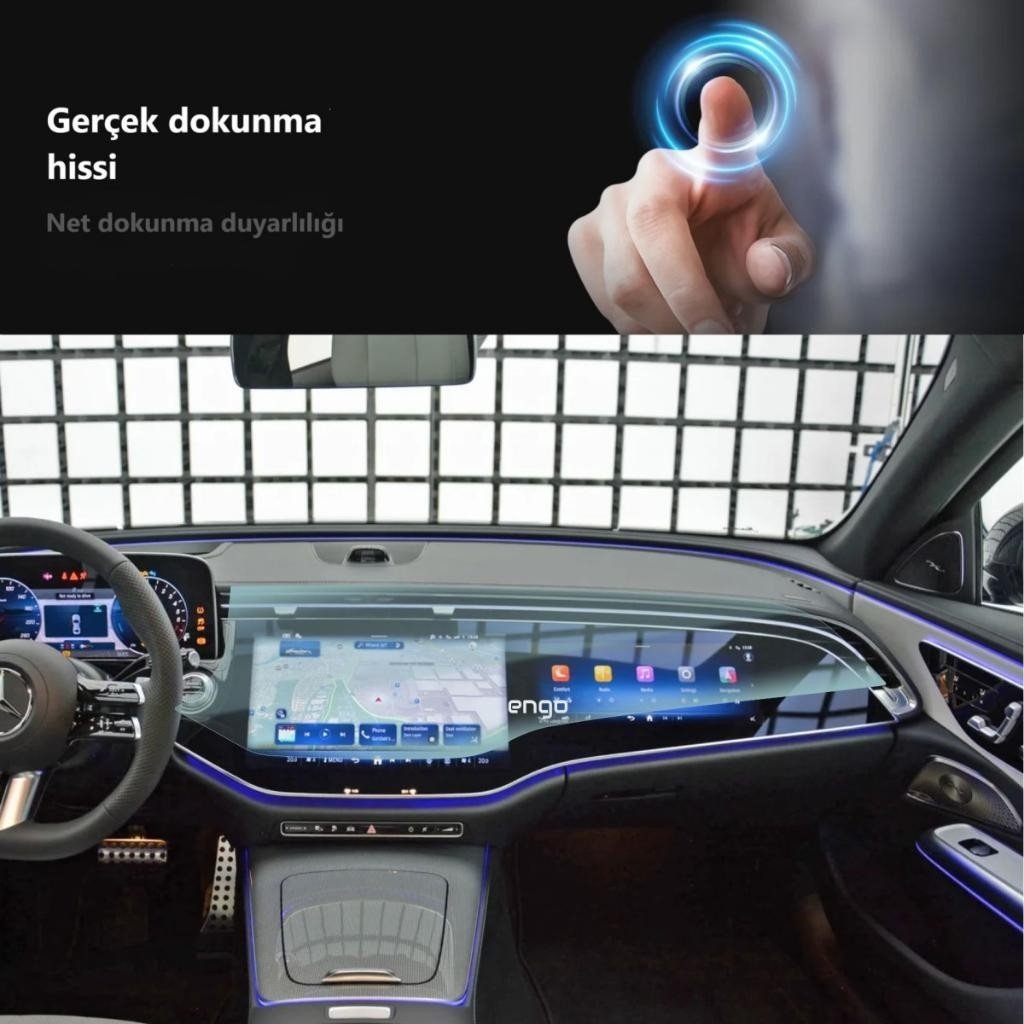 110000612577951.jpg Engo Mercedes E180 Ekran Koruyucu Multimedya + Yolcu Ekranı W214 Şeffaf - Görsel 4