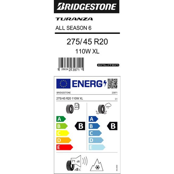 110000654860177.jpg Bridgestone 275/45 R20 110W Xl Turanza All Season 6 Dört Mevsim Lastiği (Üretim Yılı: 2023) - Görsel 2