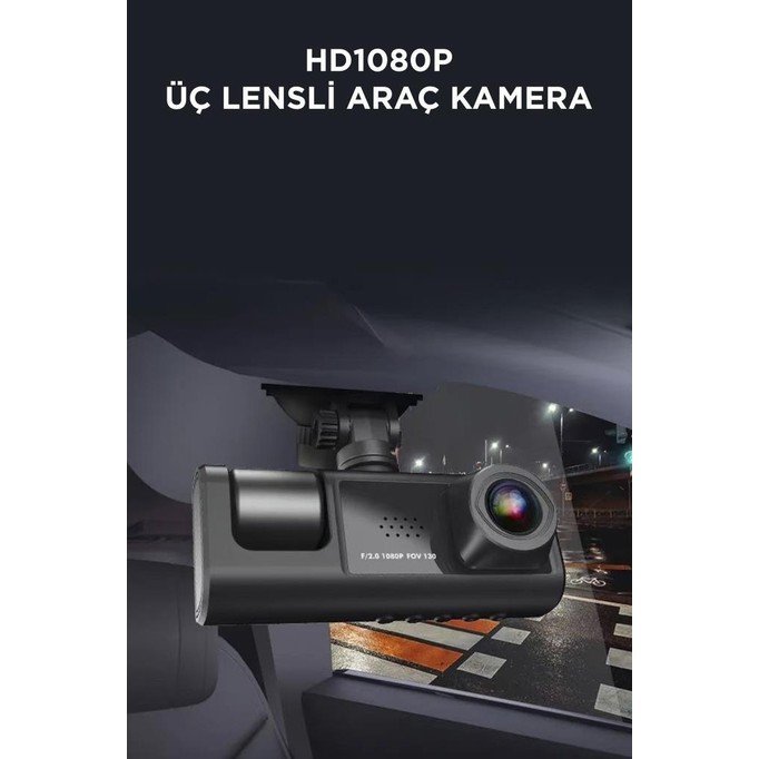 110000712882761.jpg Torima Ta-01 Siyah 1080P Araç Içi 3 Kameralı LCD Ekranlı Gece Görüşlü , G-Sensör , Geri Görüş Kameralı Yol Kayıt Araç Kamerası - Görsel 5
