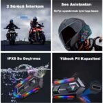 Robeve Ikili Interkom Bağlantılı Y20 Max Motorsiklet Intercom Su Geçirmez Kask Intercom Rgb Intercom Bluetooth 5.3 Interkom Ikili Interkom Bağlantılı Intercom - Görsel 3