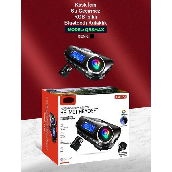 110000722521930.jpg Deanb Ipx6 LCD EKRAN Su Geçirmez Sd Kartlı 2 Kişi 300M Siri Destek Eq Ses Interkom Kask Kulaklığı Gürültü Off - Görsel 5