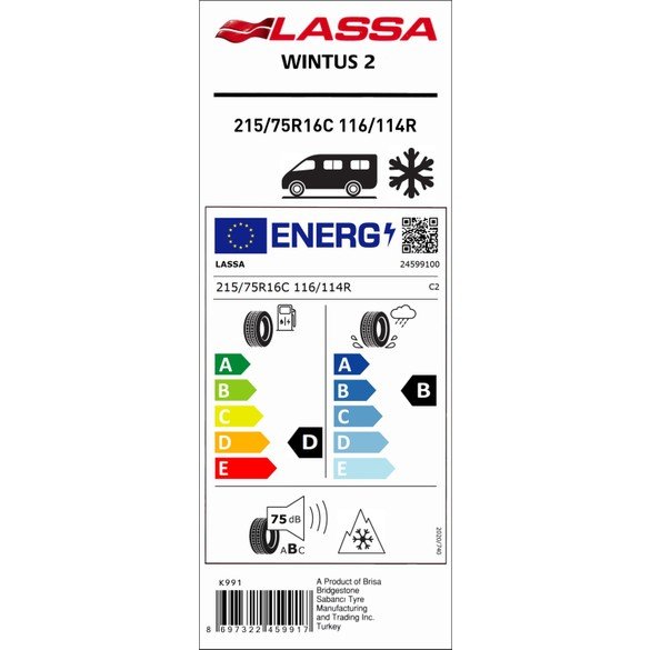 110000739042839.jpg Lassa 215/75 R16C 116/114R Wintus 2 Kış Lastiği (Üretim Yılı: 2024) - Görsel 2