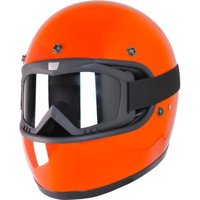 110000744385302.jpg Ebakbak Motosiklet Retro Kask Harley Cafe Racer Vespa Modüler ve Anti Uv Gözlüklü Motor Kaskı Turuncu - Görsel 2