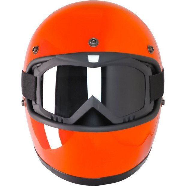 110000744385305.jpg Ebakbak Motosiklet Retro Kask Harley Cafe Racer Vespa Modüler ve Anti Uv Gözlüklü Motor Kaskı Turuncu - Görsel 5