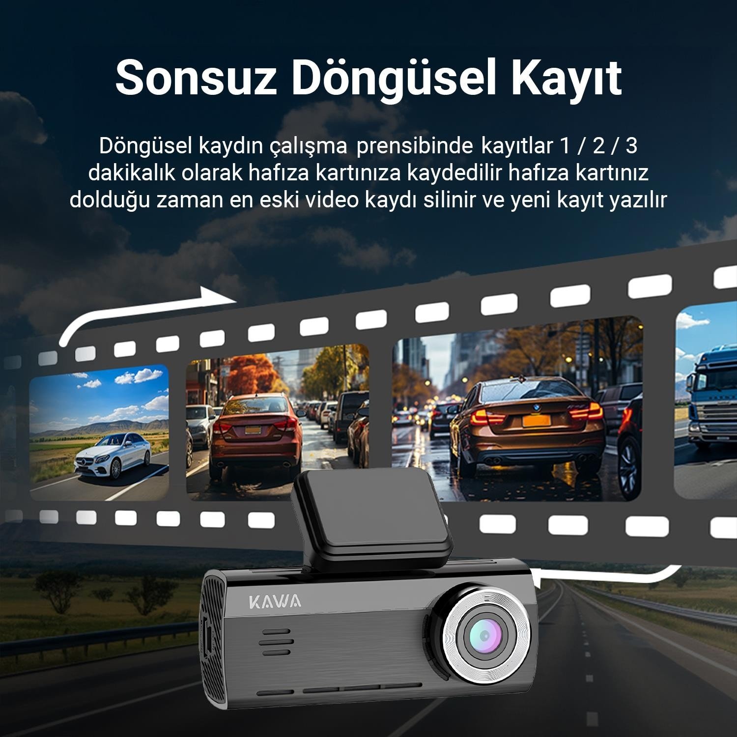 110000760115118.jpg Kawa D8 2 Kameralı Ön / Arka 4K + 1080P Sony Starvis Sensörlü Türkçe Wi-Fi Gps'li Araç Kamerası - Görsel 3