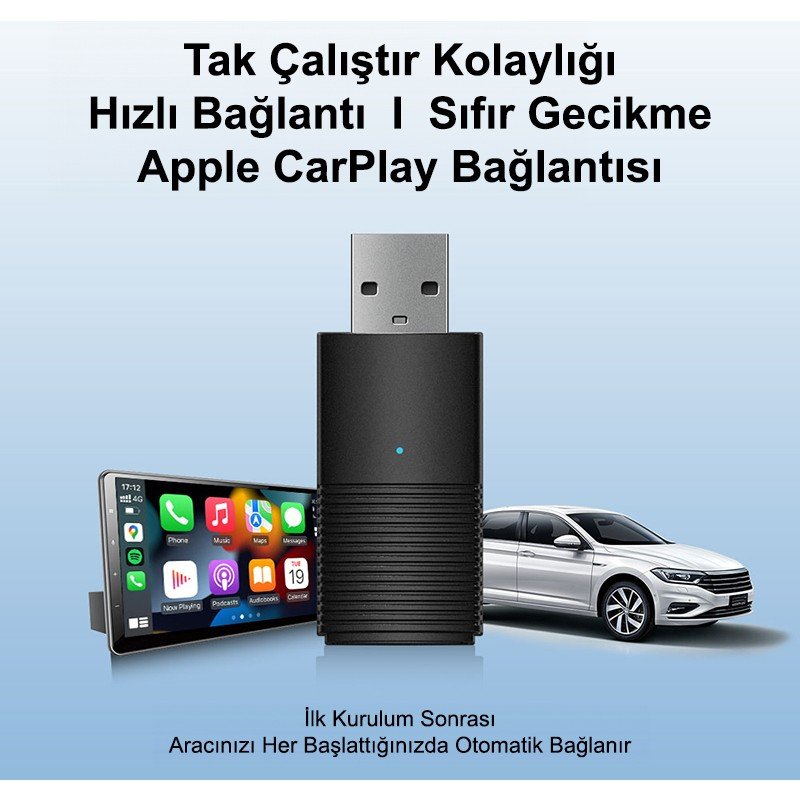 110000760219798.jpg Dark Mini Pro Araç Kiti Apple Cihazlar İçin Kablosuz Apple Carplay Adaptörü, Wireless Carplay Çevirici (DK-VA-MPC1) - Görsel 2
