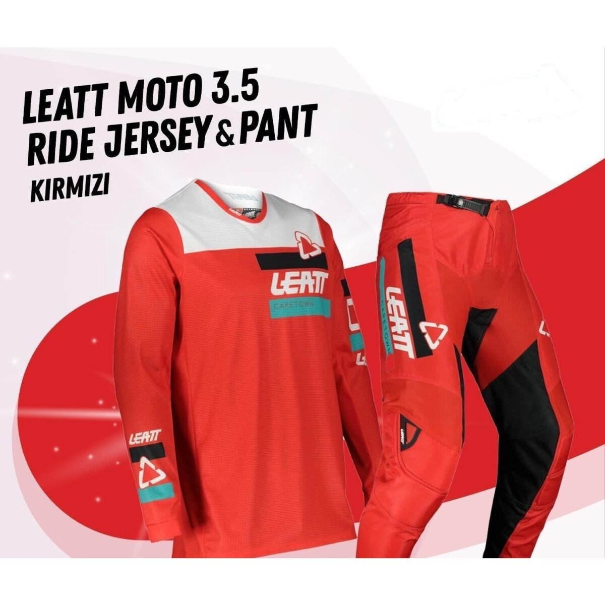 Leatt Moto 3.5 Rıde Kırmızı Jersey Pantolon Takım - Görsel 1