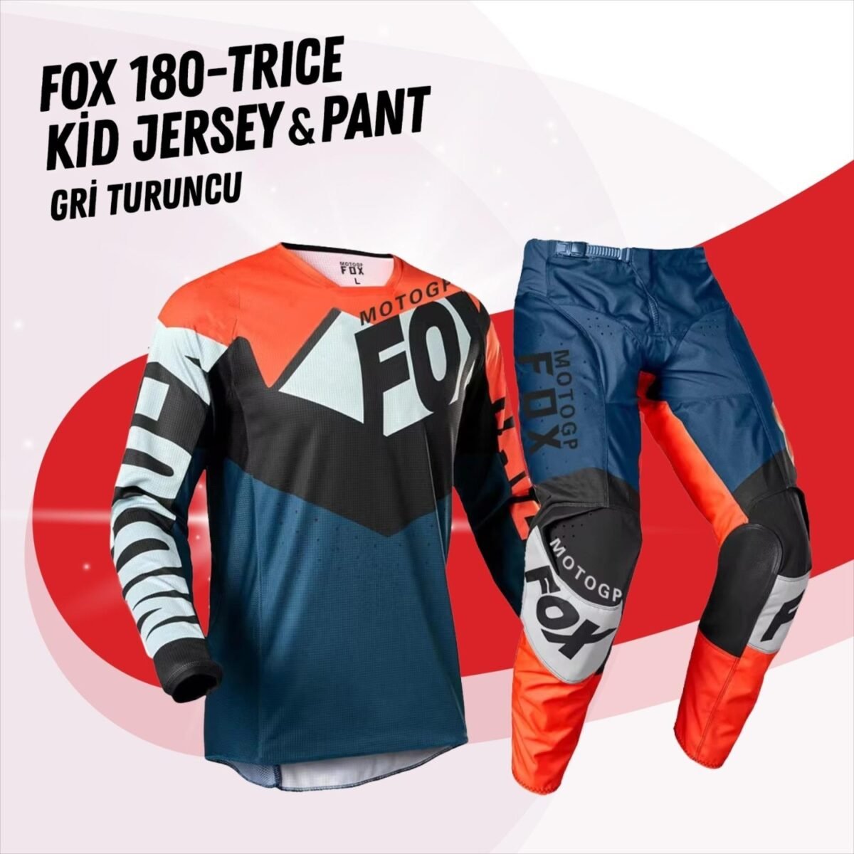Fox 180 Trıce Gri Turuncu Jersey Pantolon Takım - Görsel 1