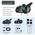Comse 6 Kişilik Motosiklet Kask Bluetooth intercom Seti Su Geçirmez 1000m mesafeli Müzik Paylaşımlı - Görsel 2