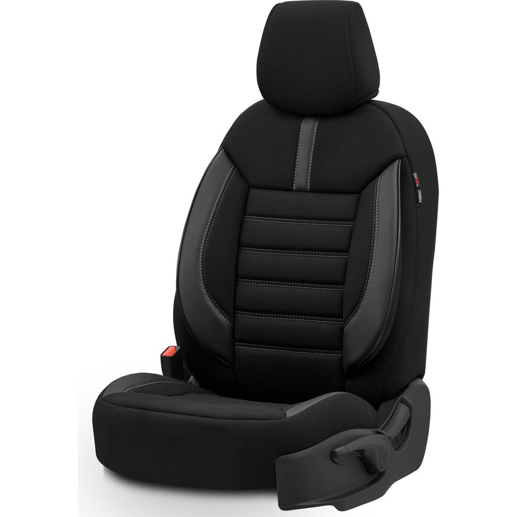 110000807655595.jpg Otom Limited Design Airbag Dikişli Ekstra Destekli Oto Koltuk Kılıfı Tam Set Siyah - Gri - Görsel 2