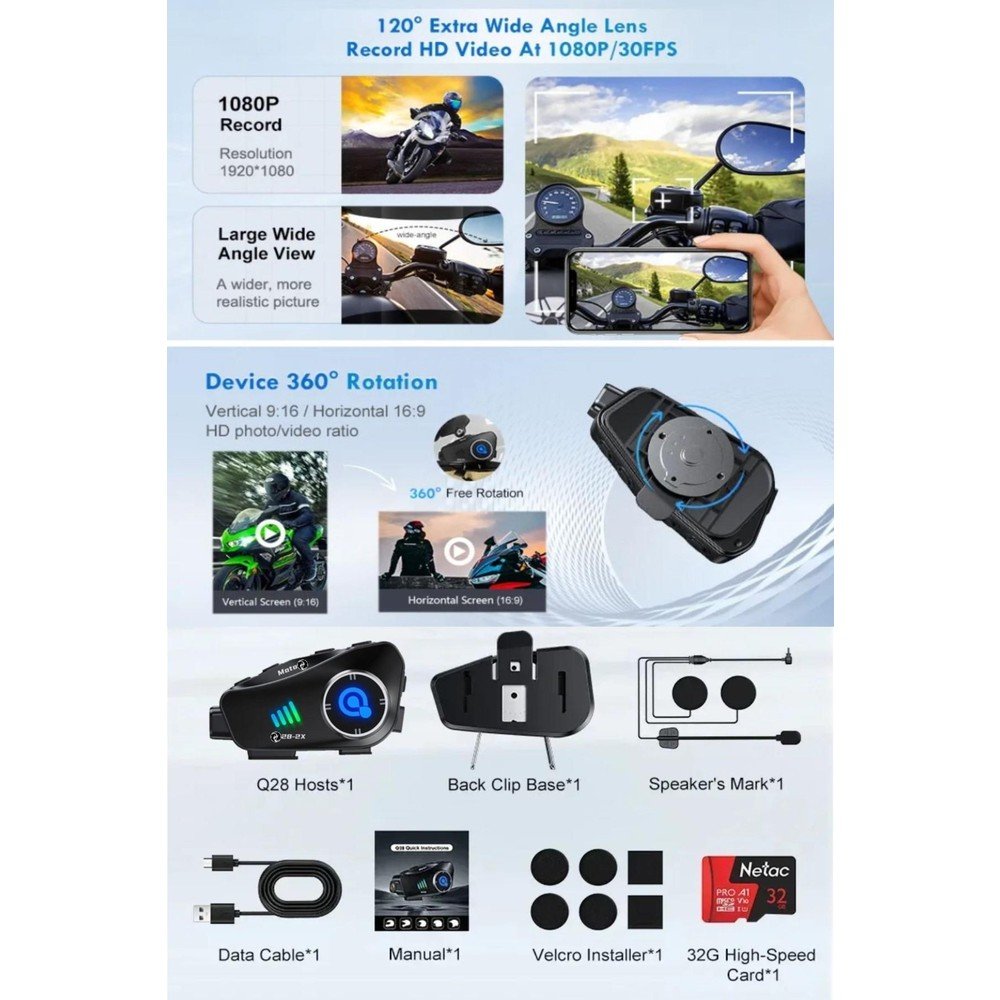 110000812503402.jpg Prepare 500 mt Intercom 1080P Kamera Kayıt Özellikli Q-28-P 2 Eşleşmeli 32GB Hafıza Kartı Hediyeli Wireless - Görsel 2