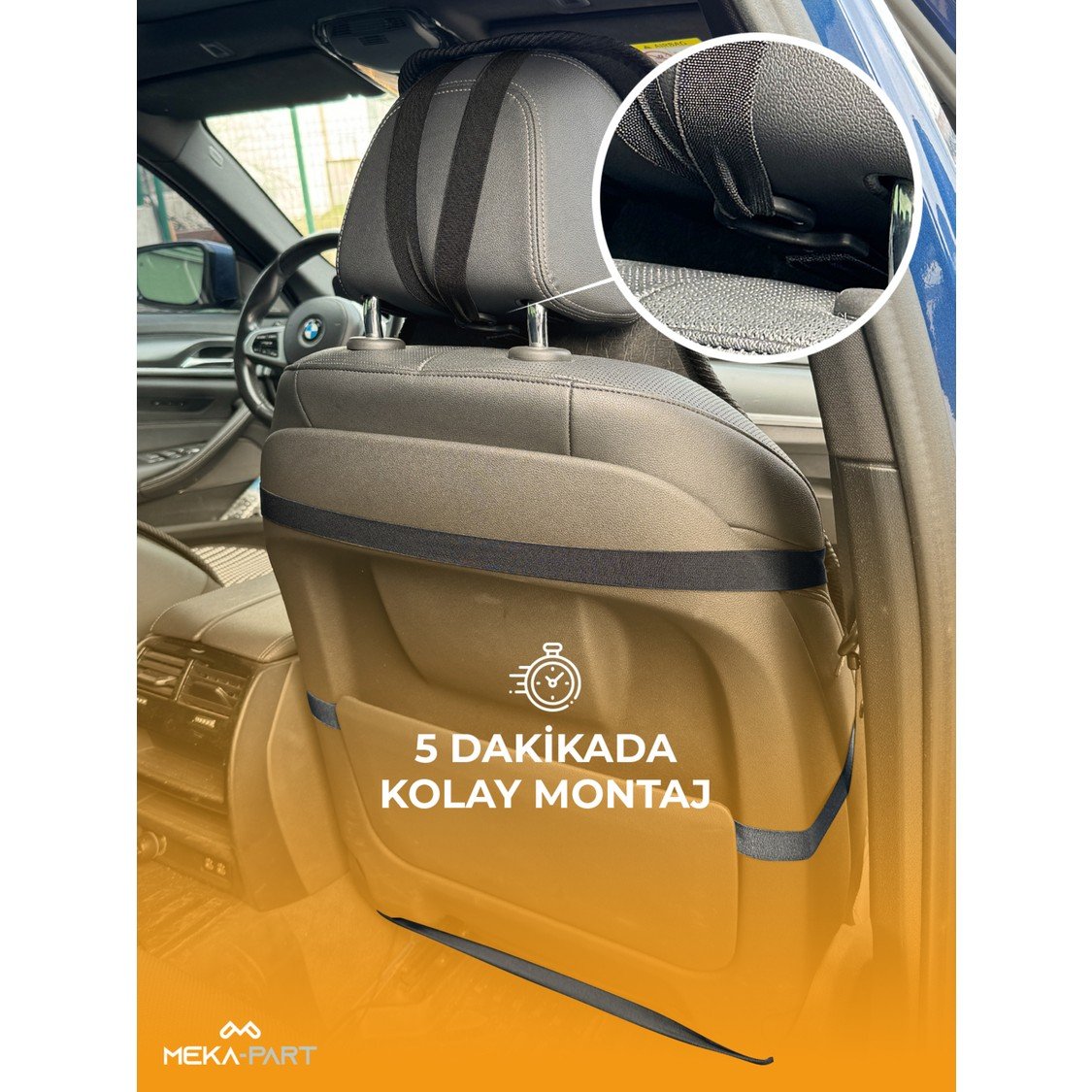 110000813818430.jpg Meka Part Oto Koltuk Koruyucu Kılıf 5 Parça Universal Siyah 2+3 - Görsel 4