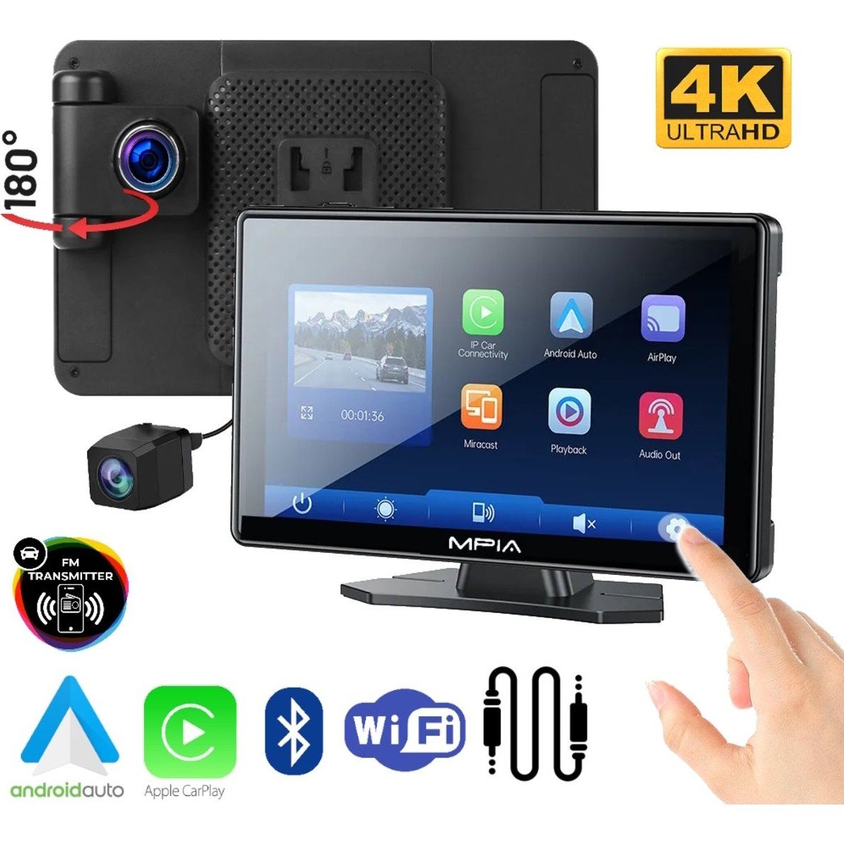 110000897029040.jpg Ventus Mpıa M88D Araç Içi Kamera Android Auto Apple Car Play Arka Geri Görüş Kamera 7" 4K - Görsel 1