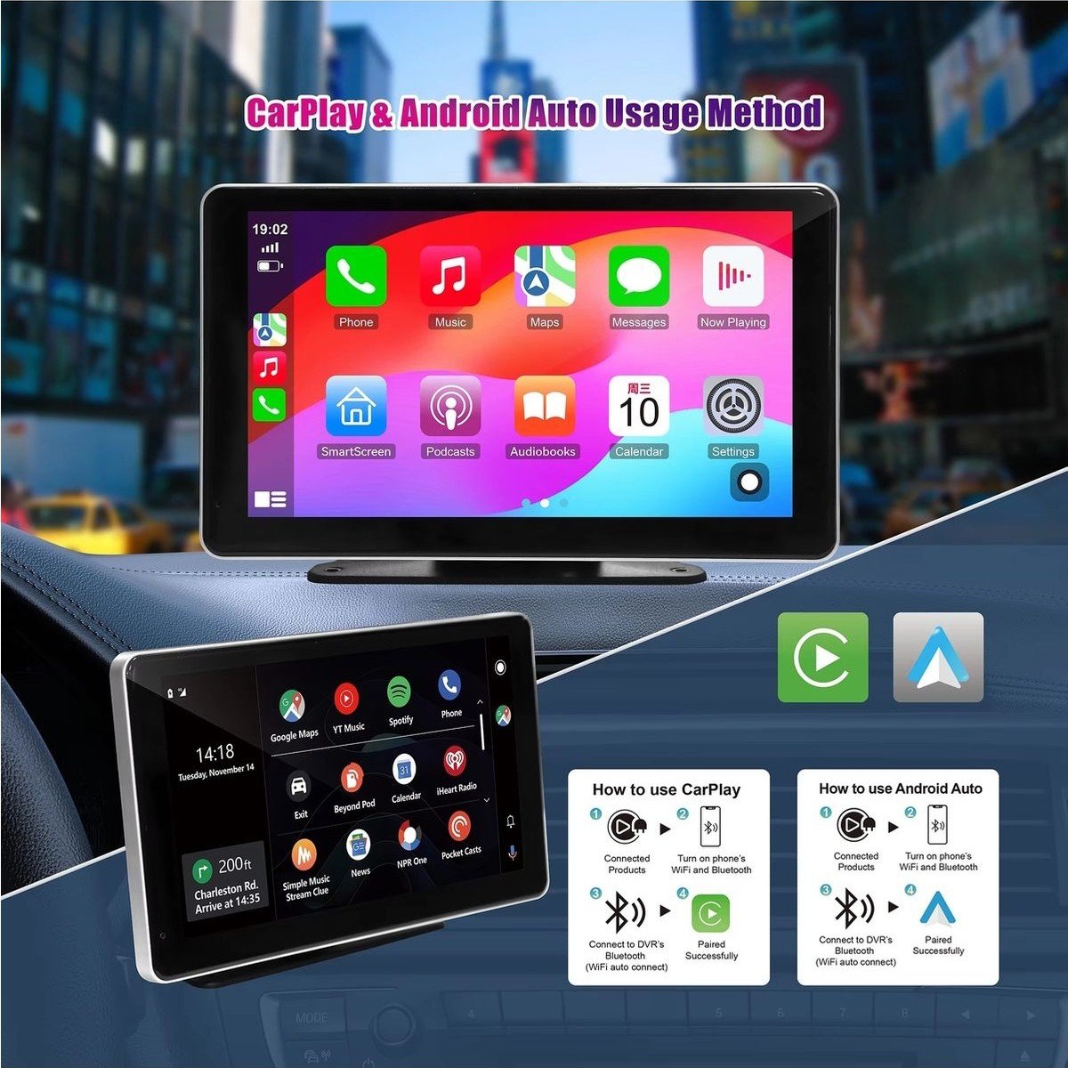110000897029044.jpg Ventus Mpıa M88D Araç Içi Kamera Android Auto Apple Car Play Arka Geri Görüş Kamera 7" 4K - Görsel 5