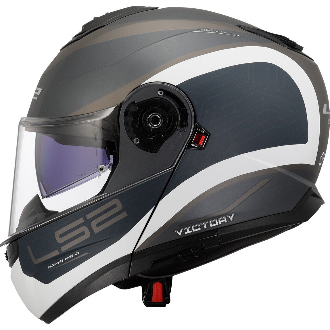 110000911490491.jpg Ls2 Strobe 2 Vıctory Çene Açılır Motosiklet Kaskı Gri-Mavi-Kum - Görsel 3