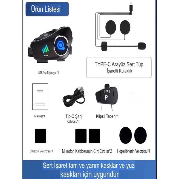 110000930776850.jpg Deanb Q-28 Su Geçirmez Wireless 30FPS HD Yatay/Dikey 1920^1080P Kamera Motosiklet İnterkom Motor Kask Kulaklık - Görsel 4