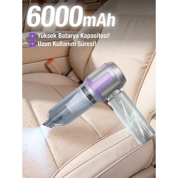110000965711025.jpg Auhma Ahv-09 Kablosuz Taşınabilir Araç Içi El Süpürgesi | 15000PA Güçlü Vakum | 4’ü 1 Arada Çok Amaçlı Temizlik - Görsel 7