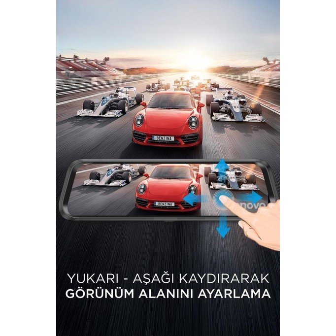110000968591902.jpg Lenovo V7AHD Siyah 1080P Araç Içi 9.6inç Dokunmatik Dikiz Ayna Gece Görüşü Ön ve Arka Araç Kamerası - Görsel 2