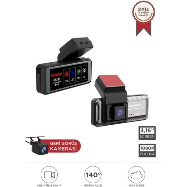 Lenovo Q3/3318 Siyah 1080P Wifi Araç Içi Dokunmatik Ön ve Arka Araç Kamerası